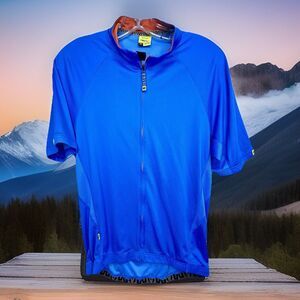 Mavic Men's Blue Cycling Shirt Jersey Full Zip Size XL Three Pocket See Note